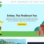A webpage introduces Ember, the FireSmart Fox, featuring an illustration of the mascot