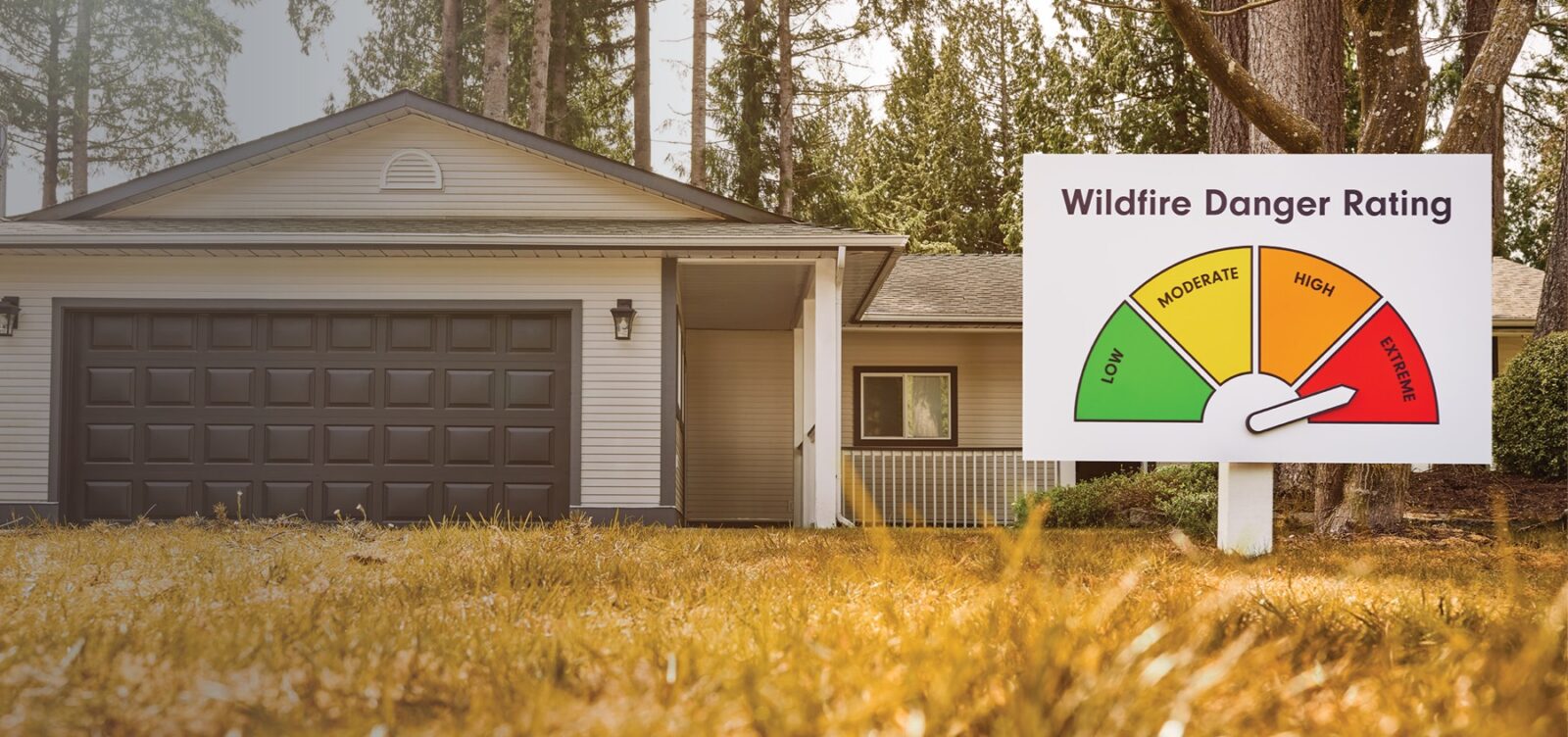 sign displaying a "Wildfire Danger Rating" set to extreme