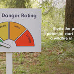 A wildfire danger rating sign