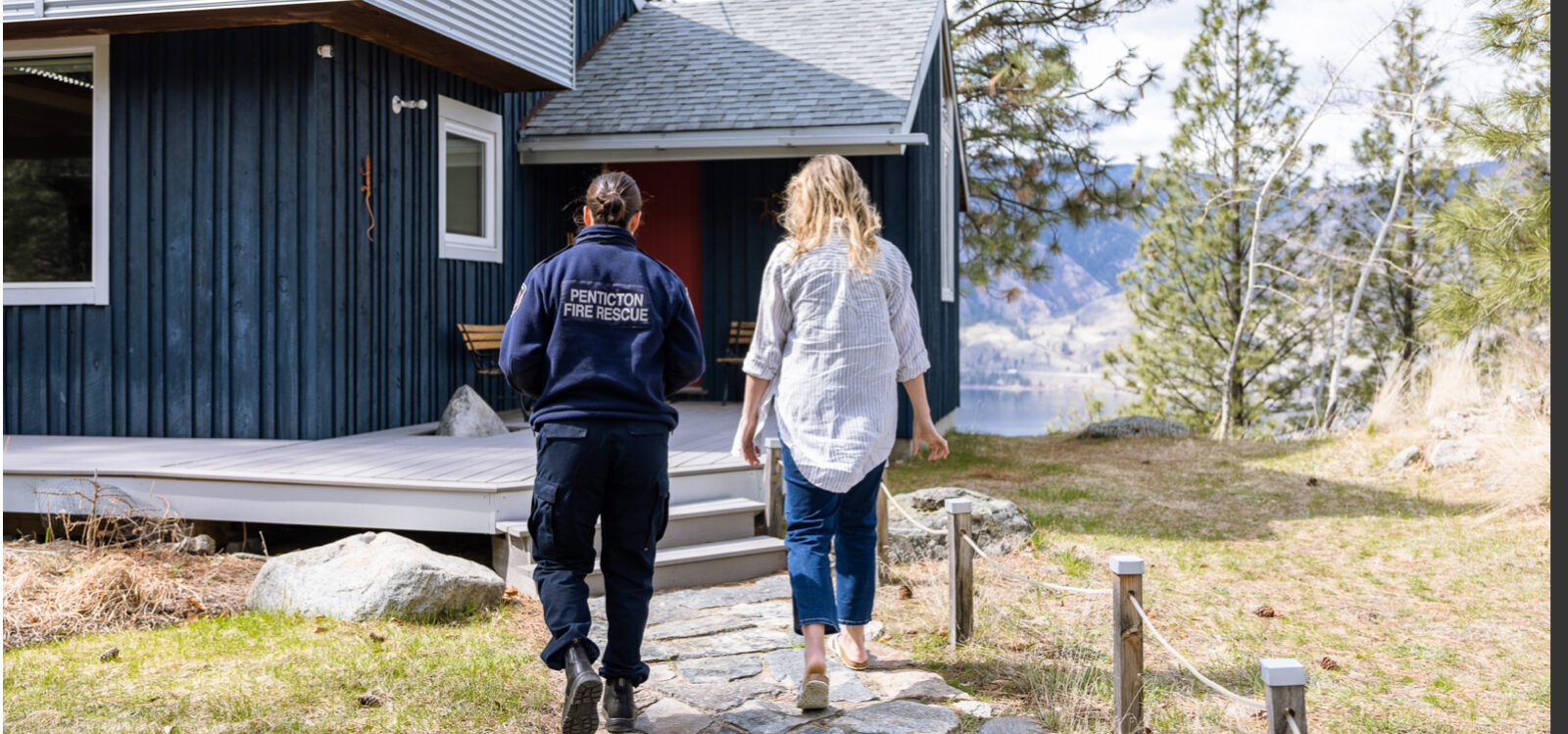 2 women into a house