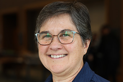 a woman smiling