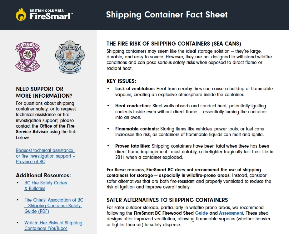 Shipping Container Fact Sheet | FireSmart BC